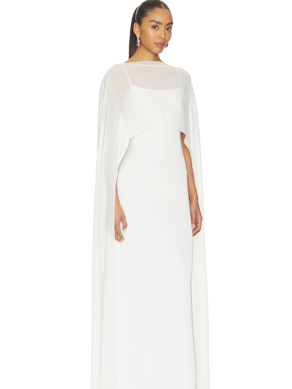 Amanda Uprichard Anastasia Cape Dress in Ivory